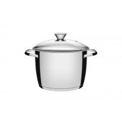 CALDEIRAO ALLEGRA EM ACO INOX COM FUNDO TRIPLO E TAMPA DE VIDRO 20 CM 4,4 L TRAMONTINA