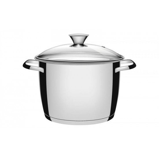 CALDEIRAO ALLEGRA EM ACO INOX COM FUNDO TRIPLO E TAMPA DE VIDRO 24 CM 7,5 L TRAMONTINA