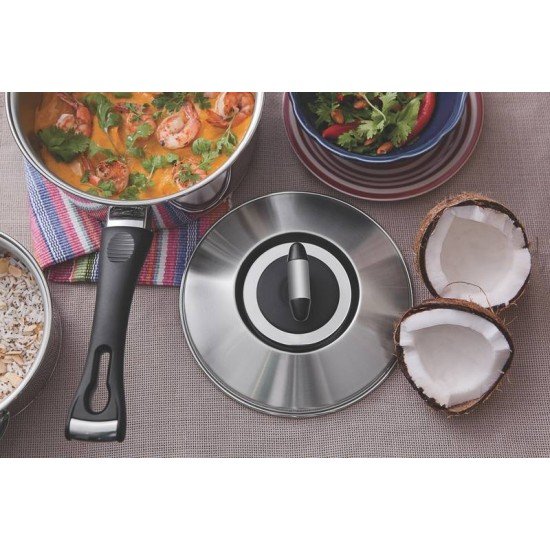 FRIGIDEIRA SOLAR BAQUELITE EM ACO INOX FUNDO TRIPLO TAMPA CABO DE BAQUELITE 20 CM 2,1 L TRAMONTINA