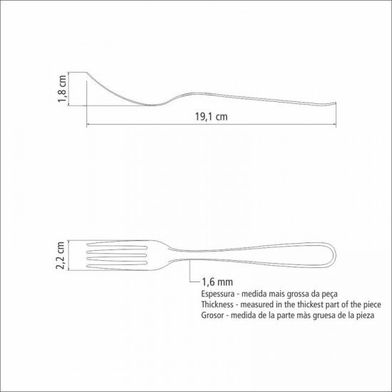 GARFO DE MESA TRAMONTINA ANGRA EM AÇO INOX