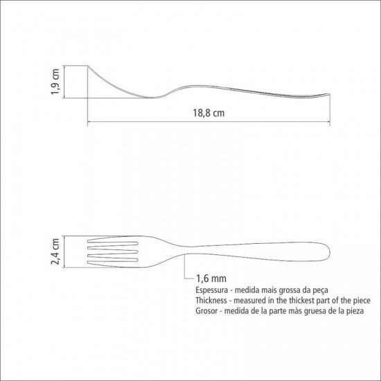 GARFO DE MESA TRAMONTINA HAVAÍ EM AÇO INOX