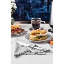 GARFO DE MESA SEVILHA EM ACO INOX ACABAMENTO ALTO BRILHO DETALHES EM ALTO RELEVO NO CABO TRAMONTINA