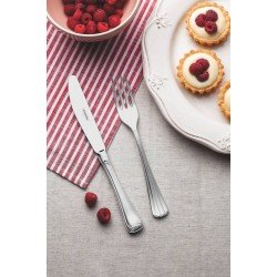 GARFO DE MESA VIENA EM ACO INOX ACABAMENTO ALTO BRILHO DETALHES EM ALTO RELEVO NO CABO TRAMONTINA