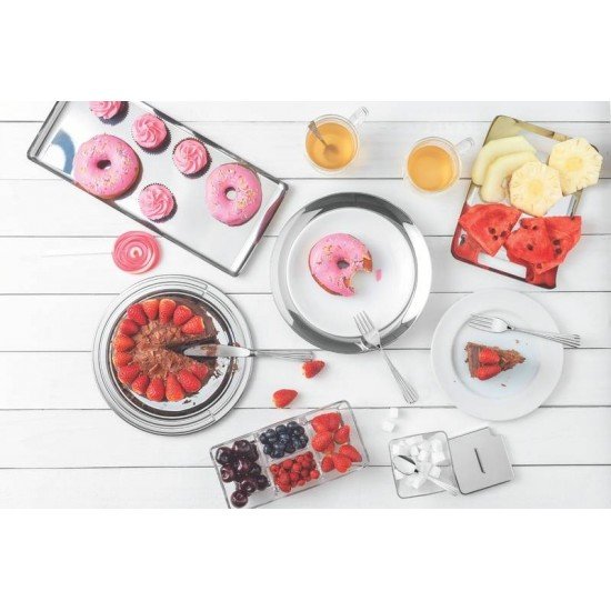 COLHER PARA SOBREMESA TRAMONTINA VIENA EM AÇO INOX ACABAMENTO ALTO BRILHO COM DETALHES EM ALTO RELEVO NO CABO