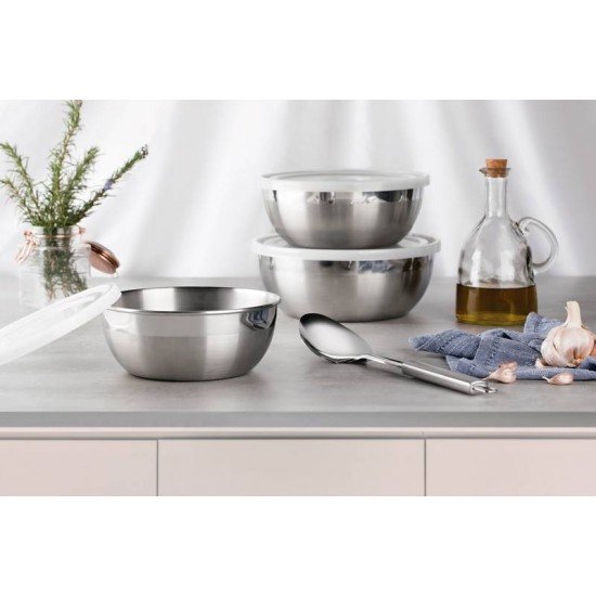 JOGO DE POTES TRAMONTINA FREEZINOX EM AÇO INOX COM TAMPA PLÁSTICA 3 PEÇAS