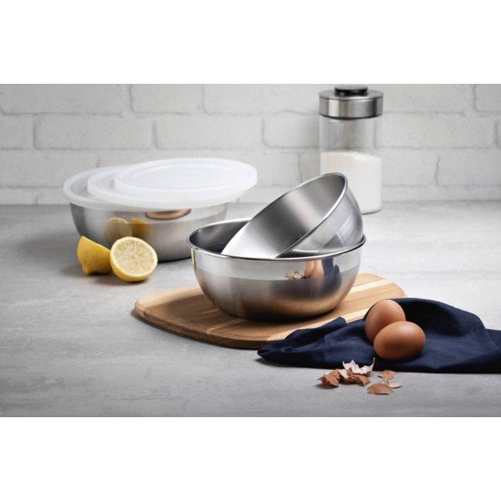 JOGO DE POTES TRAMONTINA FREEZINOX EM AÇO INOX COM TAMPA PLÁSTICA 3 PEÇAS