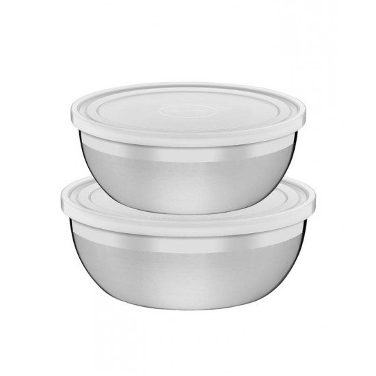 JOGO DE POTES FREEZINOX EM ACO INOX COM TAMPA PLASTICA 2 PECAS TRAMONTINA