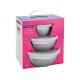 JOGO DE POTES EM ACO INOX COM TAMPA PLASTICA FREEZINOX 3 PECAS TRAMONTINA