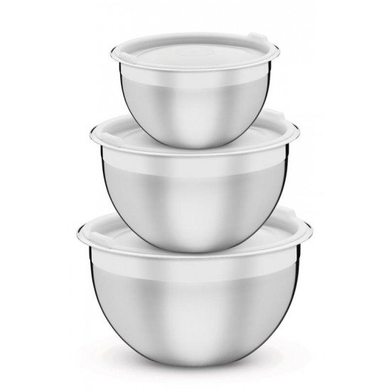 JOGO DE POTES CUCINA EM ACO INOX COM TAMPA PLASTICA 3 PECAS TRAMONTINA