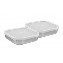 JOGO DE POTES FREEZINOX EM ACO INOX COM TAMPA PLASTICA 2 PECAS TRAMONTINA