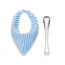 JOGO INFANTIL COM BABADOR AZUL E COLHER EM ACO INOX 2 PECAS TRAMONTINA