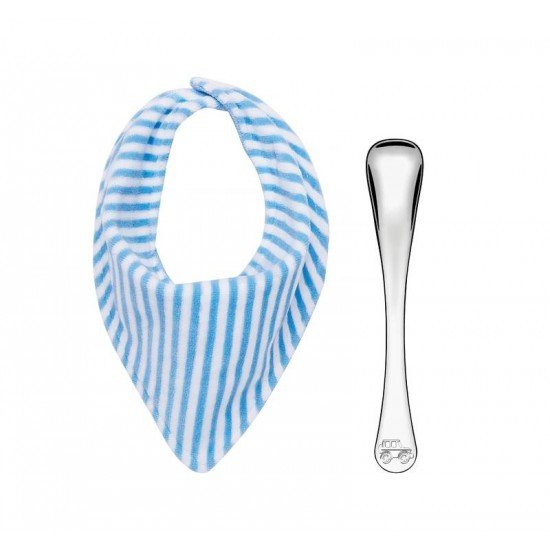 JOGO INFANTIL COM BABADOR AZUL E COLHER EM ACO INOX 2 PECAS TRAMONTINA