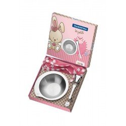 KIT INFANTIL LE PETIT PARA REFEICAO ROSA EM ACO INOX 3 PECAS TRAMONTINA