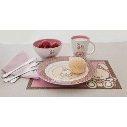 KIT INFANTIL LE PETIT ROSA COM CUMBUCA EM CERAMICA E COLHER EM ACO INOX 2 PECAS TRAMONTINA