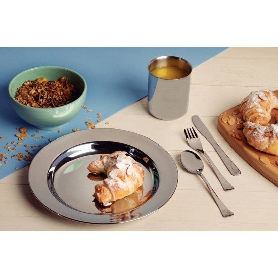 KIT INFANTIL TRAMONTINA  PARA REFEIÇÃO EM AÇO INOX 5 PEÇAS