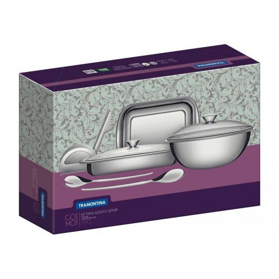 KIT PARA COZINHA COSMOS EM ACO INOX 7 PECAS TRAMONTINA