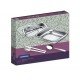 KIT PARA ASSAR E SERVIR COSMOS EM ACO INOX COM TAMPA DE VIDRO 4 PECAS TRAMONTINA