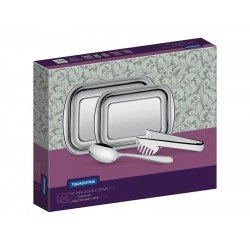KIT PARA ASSAR E SERVIR COSMOS EM ACO INOX 4 PECAS TRAMONTINA