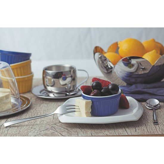 KIT PARA CHA E CAPUCCINO EM ACO INOX ACABAMENTO BRILHO COM XICARA PIRES E COLHER 18 PECAS TRAMONTINA