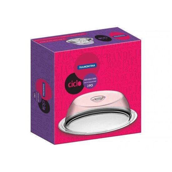PORTA BOLO CICLO EM ACO INOX COM TAMPA 39,5 CM TRAMONTINA