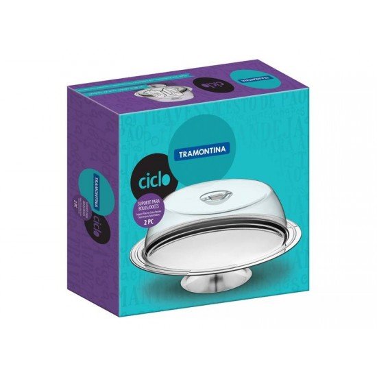 SUPORTE PARA BOLO CICLO EM ACO INOX COM TAMPA TRAMONTINA