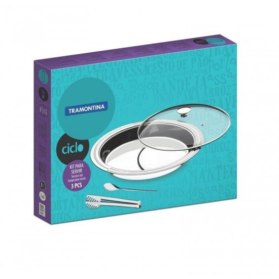 JOGO PARA SERVIR CICLO REDONDO EM AÇO INOX 3 PEÇAS TRAMONTINA