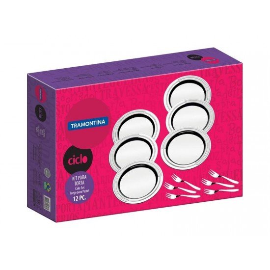KIT PARA TORTA ACO INOX 12 PC TRAMONTINA
