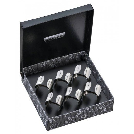 CONJUNTO DE ARGOLAS PARA GUARDANAPO ORIENTE CRYSTAL EM ACO INOX COM CRISTAIS 6 PECAS TRAMONTINA