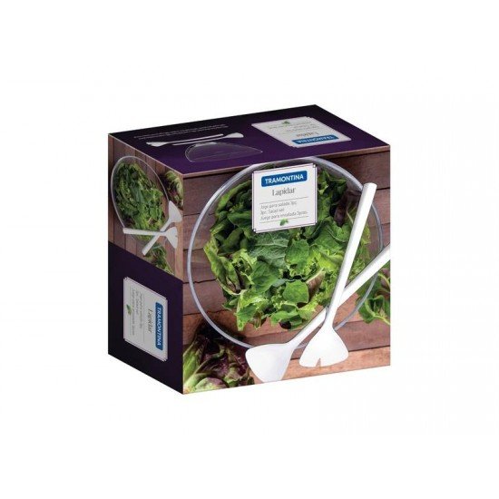 JOGO PARA SALADA LAPIDAR EM CRISTAL COM TALHERES EM ACO INOX 3 PECAS 30 CM 4,5 L TRAMONTINA