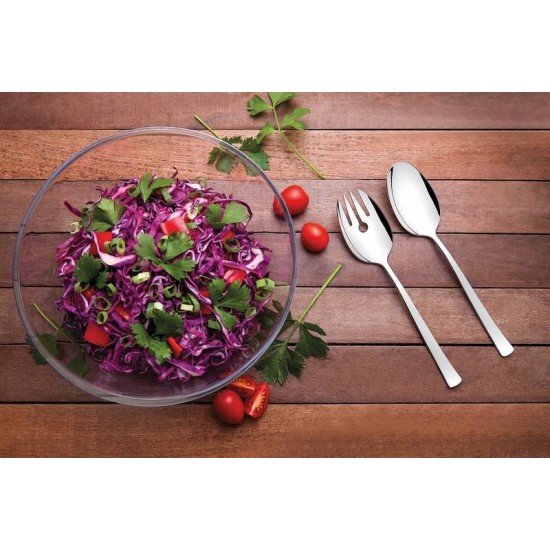 JOGO PARA SALADA LAPIDAR EM CRISTAL COM TALHERES EM ACO INOX 3 PECAS 25 CM 2,9 L TRAMONTINA