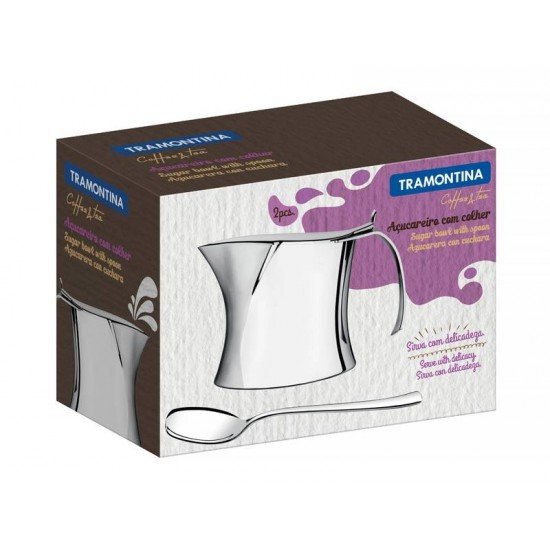 ACUCAREIRO COM ALCA EM ACO INOX COM COLHER DETALHE FOSCO 200 ML TRAMONTINA
