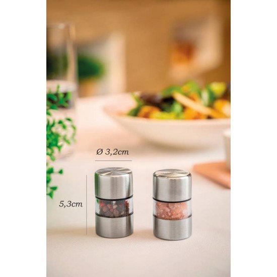 CONJUNTO DE MOEDORES PARA SAL E PIMENTA AÇO INOX E ACRÍLICO C/ MOINHO EM CERÂMICA 2 PEÇAS TRAMONTINA