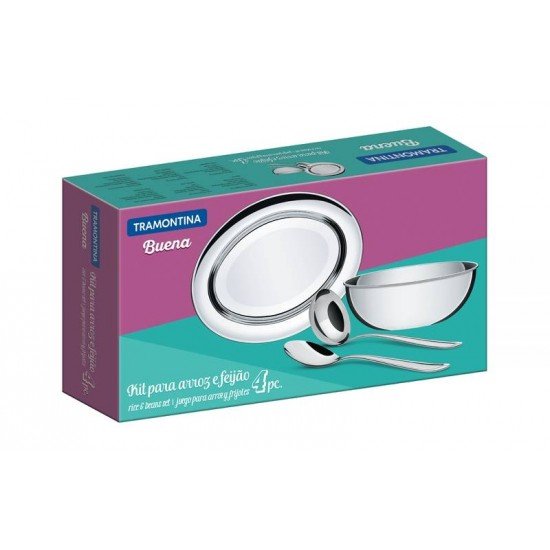KIT PARA ARROZ E FEIJAO BUENA EM ACO INOX 4 PECAS TRAMONTINA