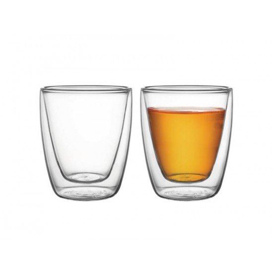 CONJUNTO DE XICARAS PARA CHA E CAFE EM VIDRO DUPLO SEM ALCAS 2 PECAS TRAMONTINA