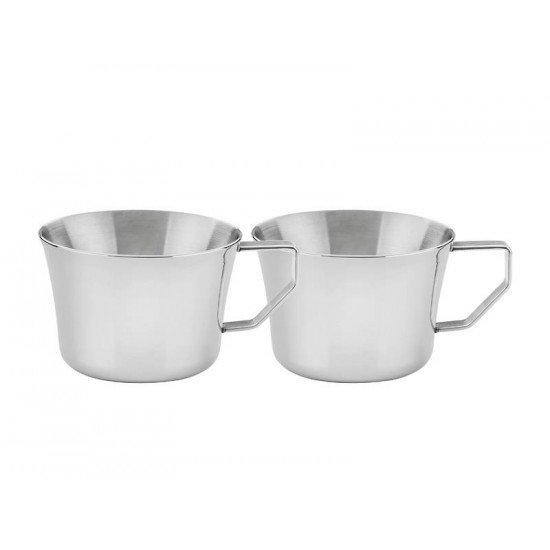 CONJUNTO DE XICARAS PARA CHA E CAFE EM ACO INOX COM ACABAMENTO BRILHO 2 PECAS TRAMONTINA