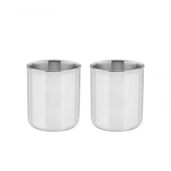 CONJUNTO DE XICARAS PARA CAFE E CHA EM ACO INOX COM ACABAMENTO BRILHO 2 PECAS TRAMONTINA