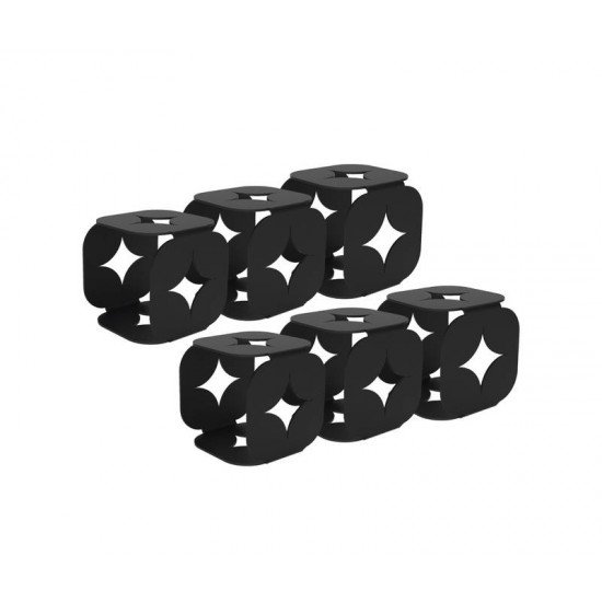 CONJUNTO DE ARGOLAS PARA GUARDANAPO PRETO EM ACO INOX 6 PECAS TRAMONTINA