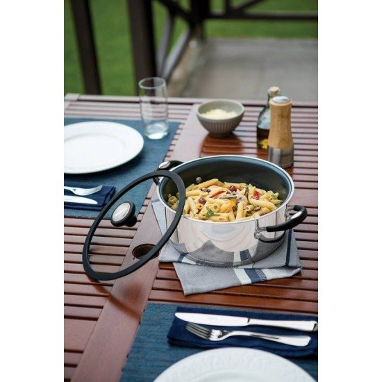 JOGO DE PANELAS SOLAR CERAMIC EM ACO INOX FUNDO TRIPLO EM CERAMICA GRAFITE 4 PECAS TRAMONTINA