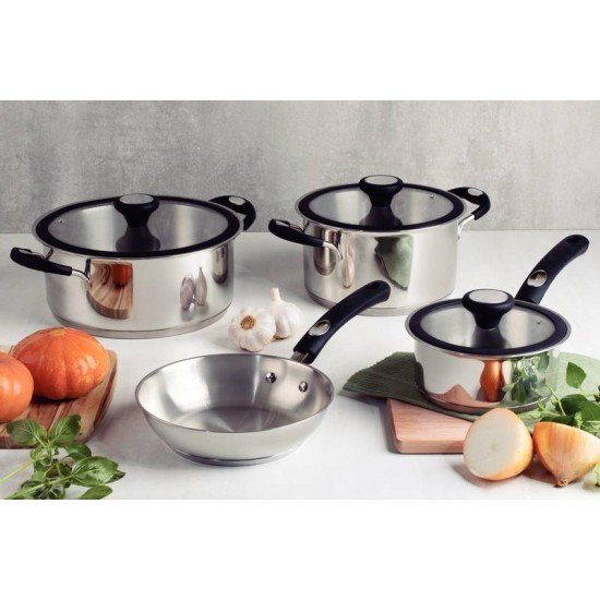 JOGO DE PANELAS TRAMONTINA SOLAR SILICONE EM AÇO INOX 4 PEÇAS