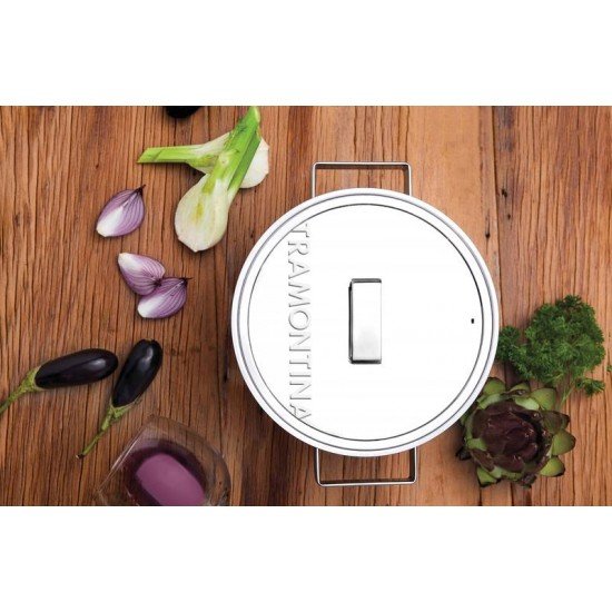 JOGO DE PANELAS EM ACO INOX FUNDO TRIPLO COM MARCACAO INTERNA 5 PECAS TRAMONTINA