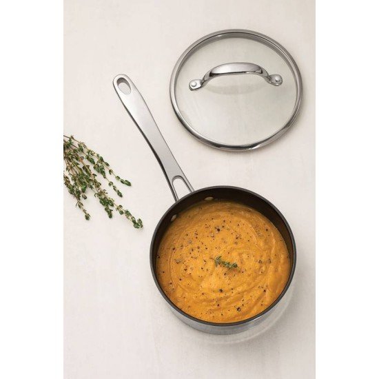 JOGO DE PANELAS SPEZIA EM ACO INOX FUNDO TRIPLO E ANTIADERENTE TAMPAS DE VIDRO 4 PECAS TRAMONTINA