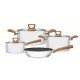 JOGO DE PANELAS TRAMONTINA BRAVA ANTIADERENTE EM AÇO INOX COM FUNDO TRIPLO CABOS E ALÇAS COM ACABAMENTO EFEITO AMADEIRADO 4 PEÇAS
