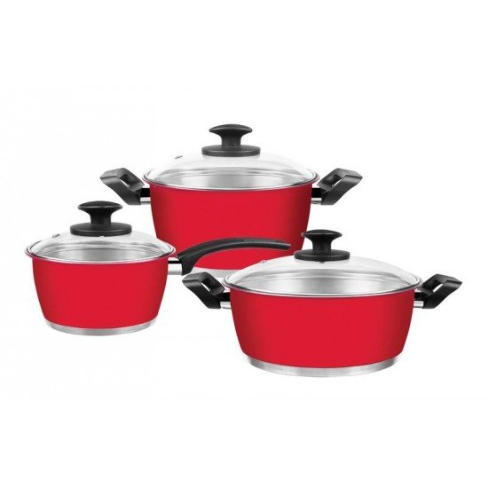 JOGO DE PANELAS ACO INOX PINTURA EXTERNA EM POLIESTER SILICONADO 3 PC TRAMONTINA