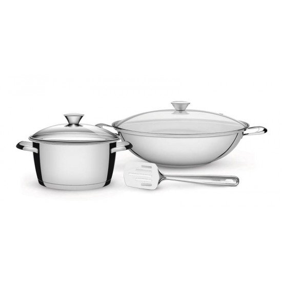 JOGO DE PANELAS ACO INOX COM FUNDO TRIPLO 3 PC TRAMONTINA