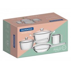 JOGO DE PANELAS ACO INOX COM FUNDO TRIPLO 4 PC TRAMONTINA