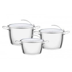 JOGO DE PANELAS ACO INOX COM FUNDO TRIPLO 3 PC TRAMONTINA