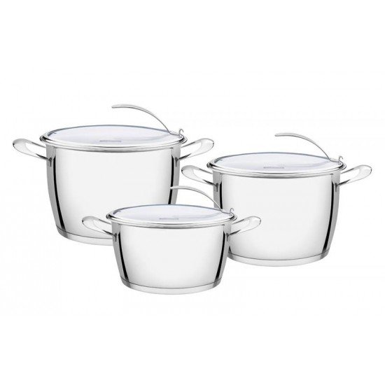 JOGO DE PANELAS ACO INOX COM FUNDO TRIPLO 3 PC TRAMONTINA