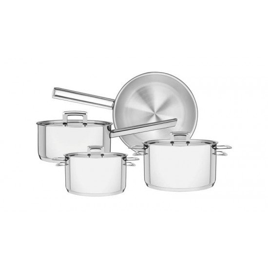 JOGO DE PANELAS EM ACO INOX FUNDO TRIPLO COM TAMPA PLANA 4 PECAS TRAMONTINA