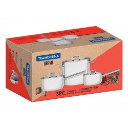 JOGO DE PANELAS ACO INOX COM FUNDO TRIPLO 3 PC TRAMONTINA