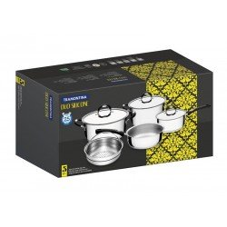 JOGO DE PANELAS ACO INOX COM FUNDO TRIPLO 5 PC TRAMONTINA